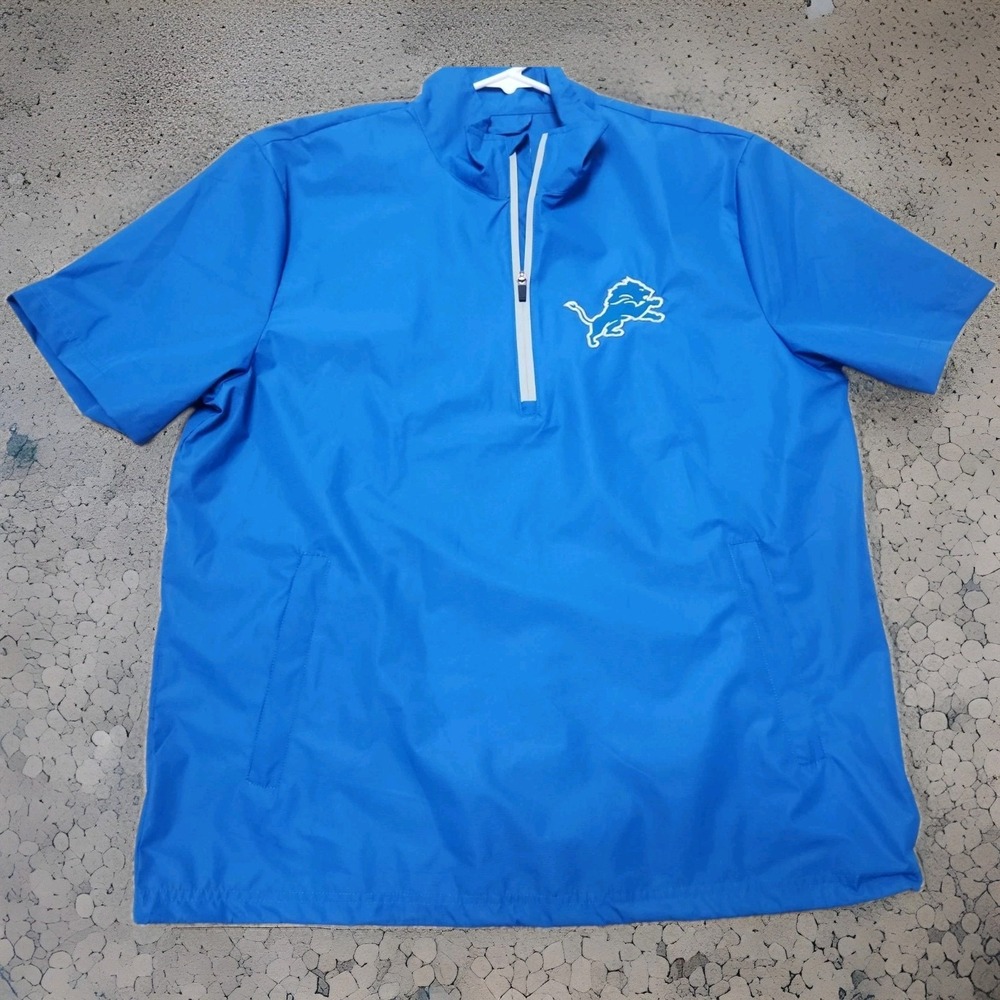 Detroit Lions Shirt Jacket Mens Large Blue Team Apparel NFL Rain Lightweight